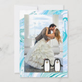 Cute Penguin Couple Wedding Invitation Kaart (Achterkant)