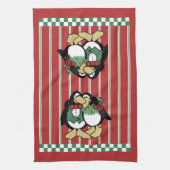 Cute Penguin Couple Whimsical Love Red Theedoek (Verticaal)