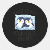 Cute Penguin Cuddle Cozy Sleep Matching Couple  Ronde Sticker (Voorkant)