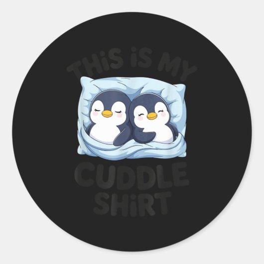 Cute Penguin Cuddle Cozy Sleep Matching Couple  Ronde Sticker (Voorkant)