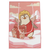 Cute Penguin Cupid Galentine Gift Bag Medium Cadeauzakje (Achterkant)