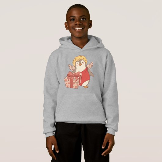 Cute Penguin Cupid Galentine Pullover Hoodie (Voorkant volledig)