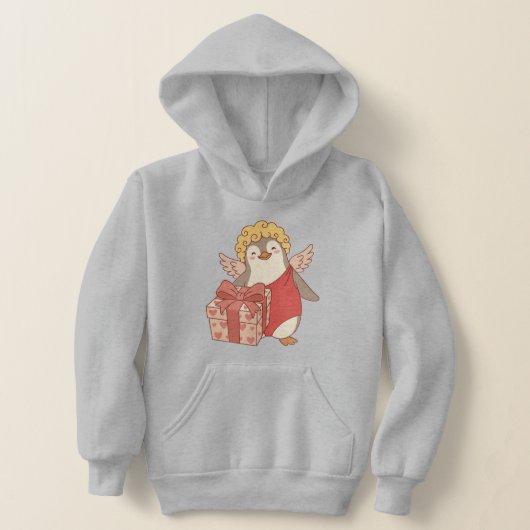 Cute Penguin Cupid Galentine Pullover Hoodie (Laagn)