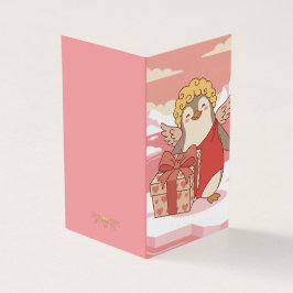 Cute Penguin Cupid Mini Valentine Cards for Kids Kaart