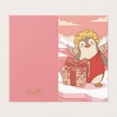 Cute Penguin Cupid Mini Valentine Cards for Kids Kaart (Buitenkant ongevouwen)