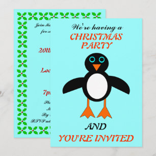 Cute Penguin Custom Kerstparty nodigt u uit Kaart
