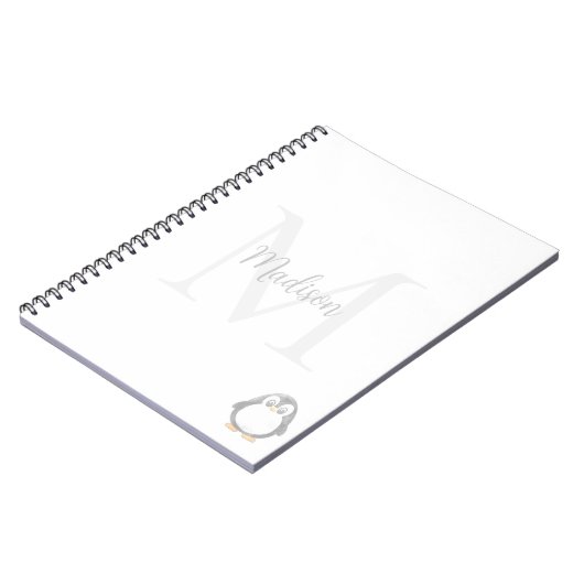 Cute Penguin Custom Name Initial  Notitieboek (Linkerzijde)