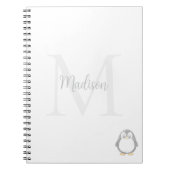 Cute Penguin Custom Name Initial  Notitieboek (Voorkant)