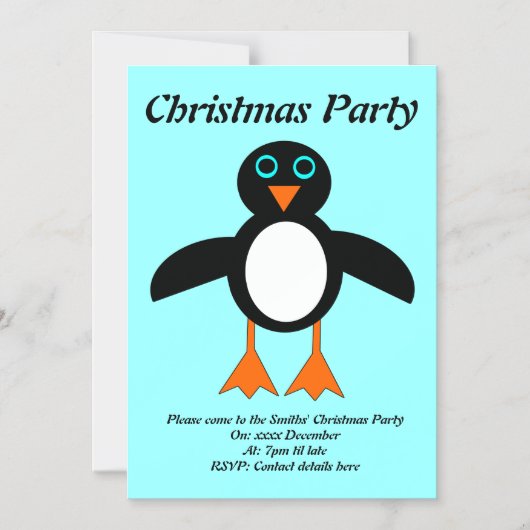 Cute Penguin Custom Party Invite Magnetische Uitnodiging (Voorkant)
