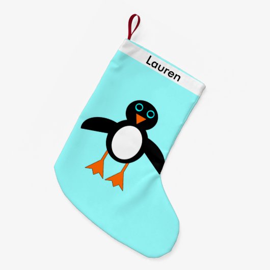 Cute Penguin Custom Stocking Kleine Kerstsok (Voorkant (Hangend))