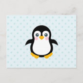 Cute Penguin Design Blue Polka Dot Background Briefkaart (Voorkant)