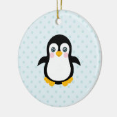 Cute Penguin Design Blue Polka Dot Background Keramisch Ornament (Links)