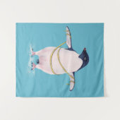 Cute Penguin Dieting Blue Wandkleed (Voorkant (horizontaal))