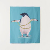 Cute Penguin Dieting Blue Wandkleed (Voorkant)