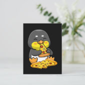 Cute Penguin eating Pizza Briefkaart (Staand voorkant)