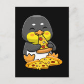 Cute Penguin eating Pizza Briefkaart (Voorkant)