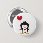 Cute Penguin en Heart Balloon Button (Voorkant /achterkant)