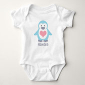 Cute Penguin en Roze Heart, gepersonaliseerd Romper (Voorkant)