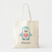 Cute Penguin en Roze Heart, gepersonaliseerd
