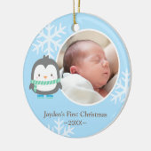 Cute Penguin en Snowflakes Baby kerstfoto Keramisch Ornament (Links)