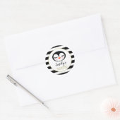 Cute Penguin Face Black en White Baby shower Ronde Sticker (Envelop)