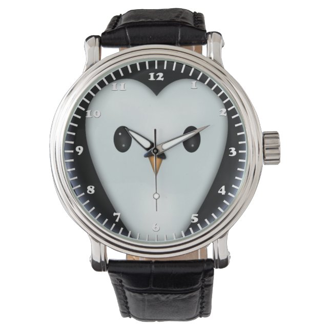 Cute Penguin Face Horloge (Voorkant)