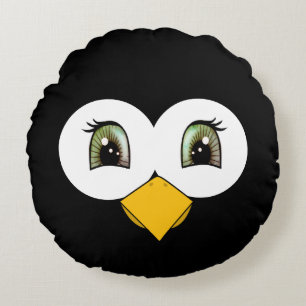 Cute Penguin Face Rond Kussen