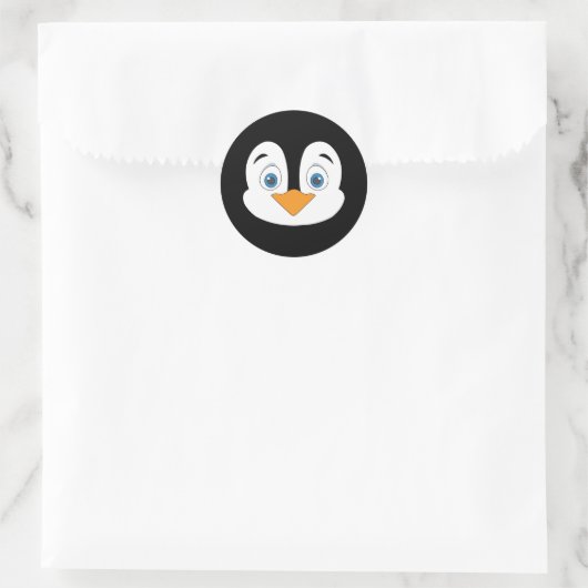 Cute Penguin Face Ronde Sticker (Tas)