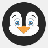 Cute Penguin Face Ronde Sticker (Voorkant)