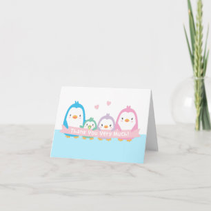 Cute Penguin Familie Baby Borrel Dankkaarten Bedankkaart