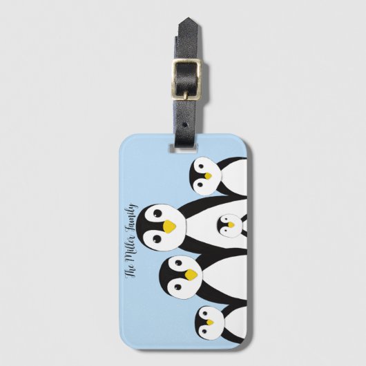 Cute Penguin Family Bagagelabel (Voorkant (verticaal))