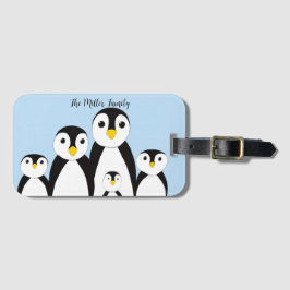 Cute Penguin Family Bagagelabel