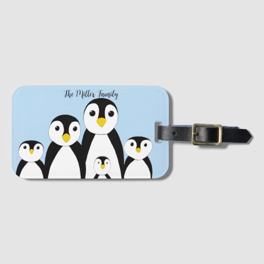Cute Penguin Family Bagagelabel (Voorkant (horizontaal))