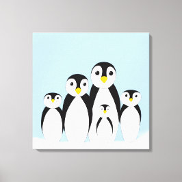 Cute Penguin Family Canvas Afdruk