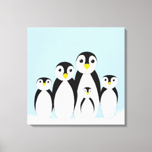 Cute Penguin Family Canvas Afdruk