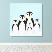Cute Penguin Family Canvas Afdruk (Insitu (Houten vloer))
