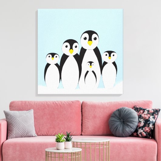 Cute Penguin Family Canvas Afdruk (Insitu (Woonkamer))