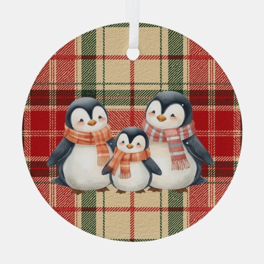 Cute Penguin Family Christmas Ornament  (Achterkant)