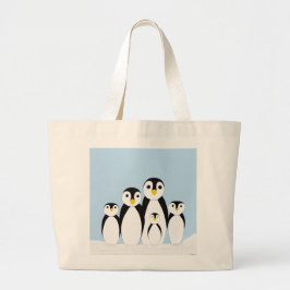 Cute Penguin Family Grote Tote Bag