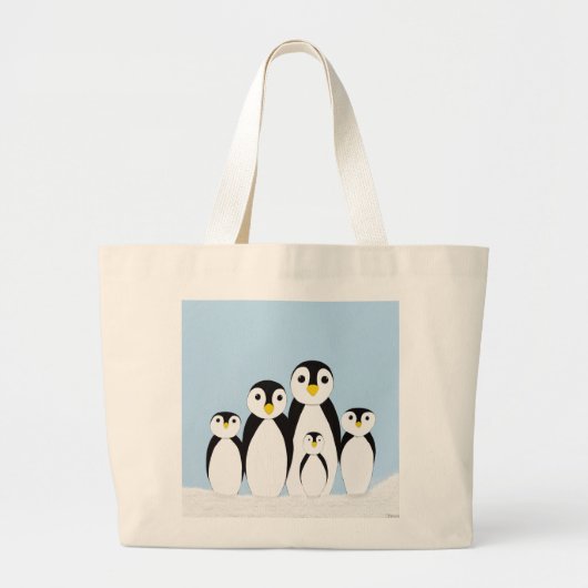 Cute Penguin Family Grote Tote Bag (Voorkant)