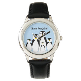 Cute Penguin Family Horloge