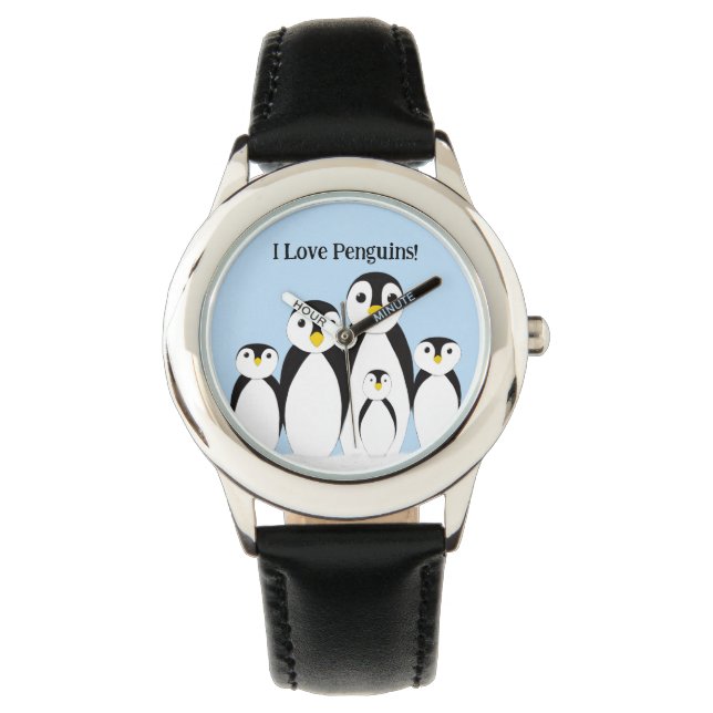 Cute Penguin Family Horloge (Voorkant)