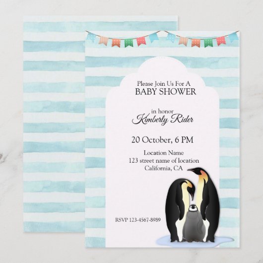 Cute Penguin Family Kaart (Voorkant / Achterkant)