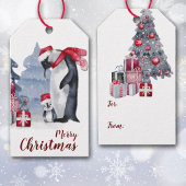 Cute Penguin Family kerstcadeaus Cadeaulabel