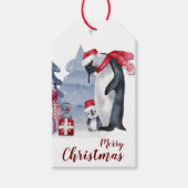 Cute Penguin Family kerstcadeaus Cadeaulabel (Voorkant)