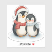 Cute Penguin Family Kerstmis Sticker (Vel)
