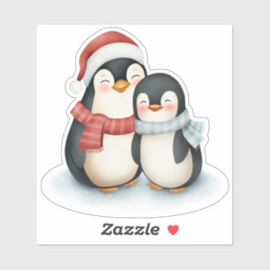 Cute Penguin Family Kerstmis Sticker