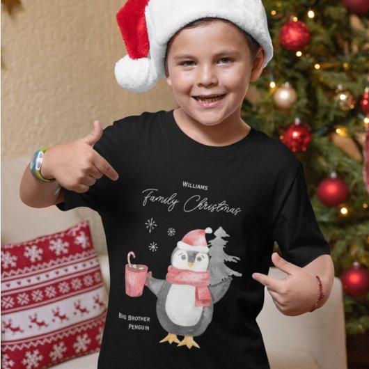 Cute Penguin Family Matching met kerstbroer T-shirt