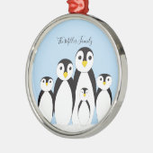Cute Penguin Family Metalen Ornament (Links)