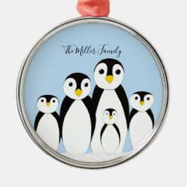Cute Penguin Family Metalen Ornament